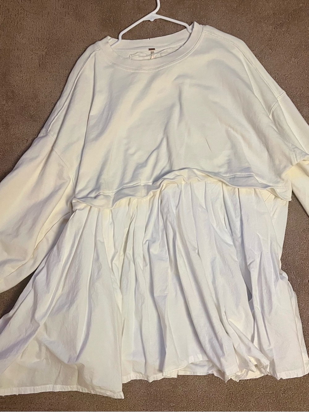 Free People Women’s White Layered Long-Sleeve Dress 100% Cotton